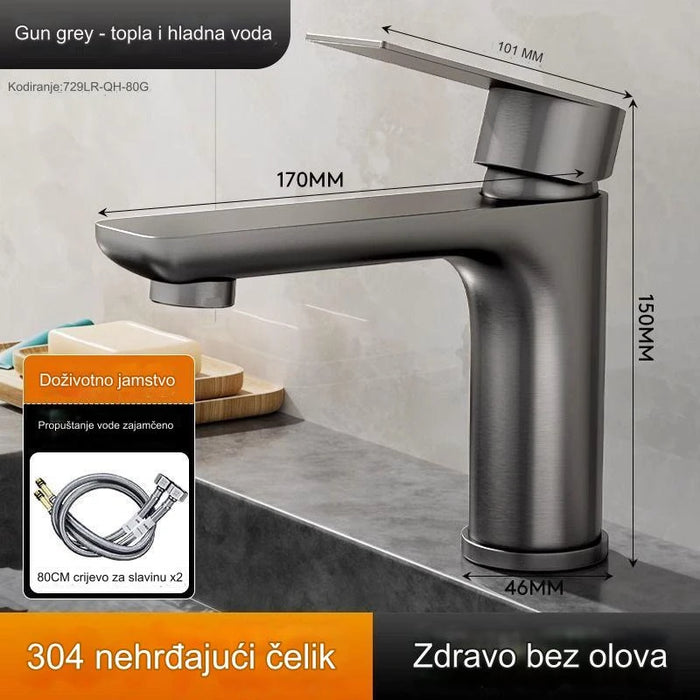 High quality stainless steel basin faucet double handle