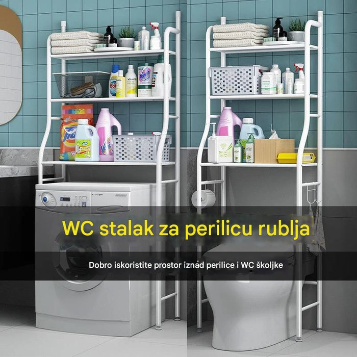 Multifunctional bathroom rack for laundry, toilet and sink