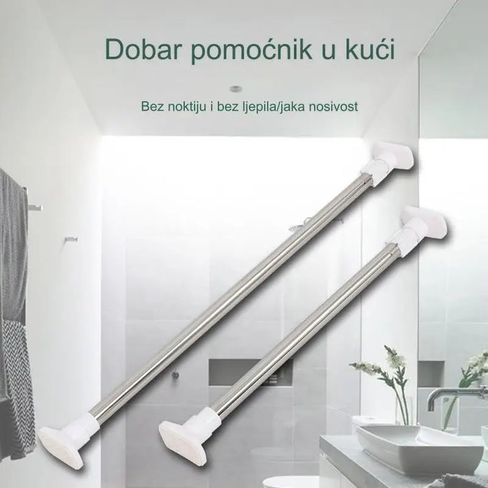 Non-drilling stainless steel telescopic shower curtain rod