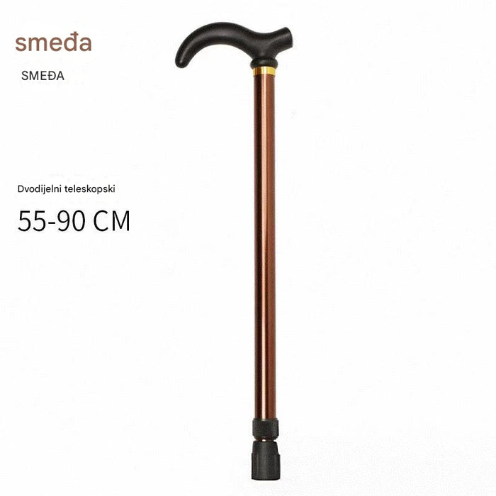 Adjustable Aluminum Alloy Walking Stick with 2 Sections and 6 Heights for Outdoor Elderly