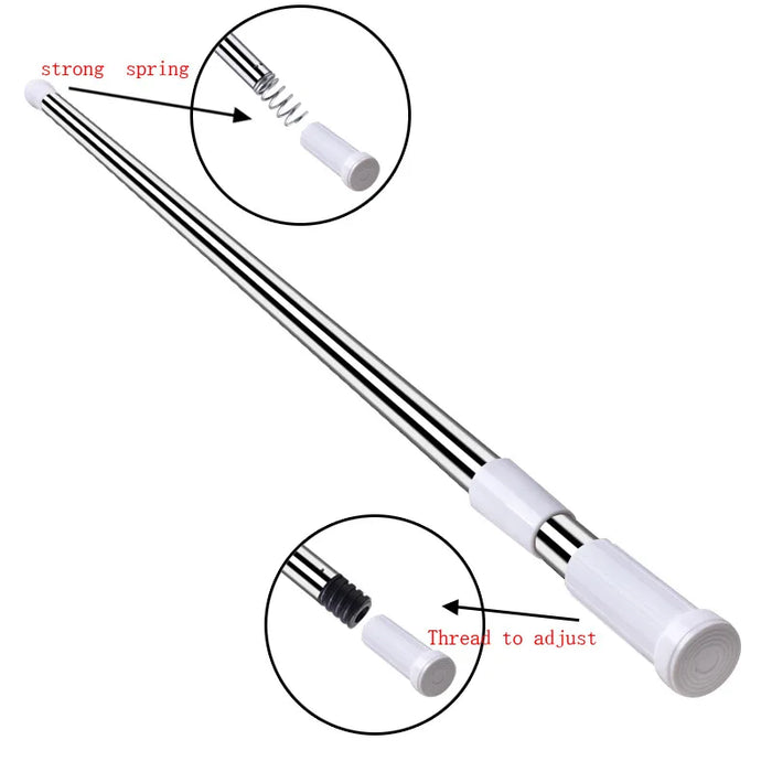 Adjustable shower curtain rod stainless steel spring tie rod