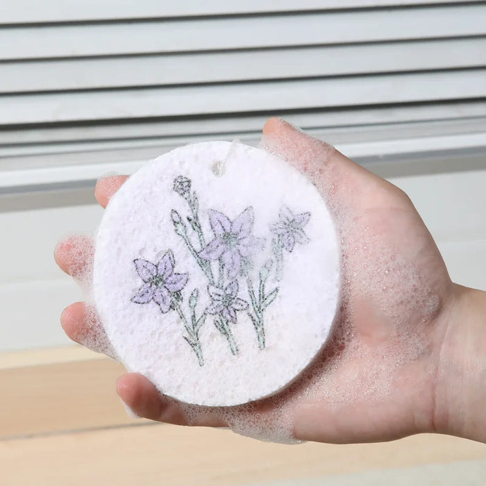 Round Flower Wood Pulp Cotton Sponge