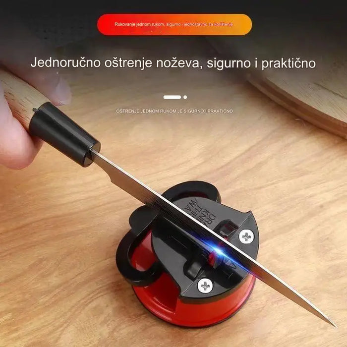 Portable knife and scissor sharpener with powerful suction cups