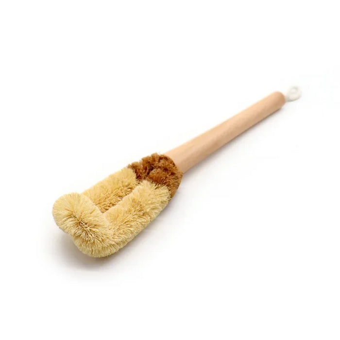 L-shaped natural coconut palm cleaning brush