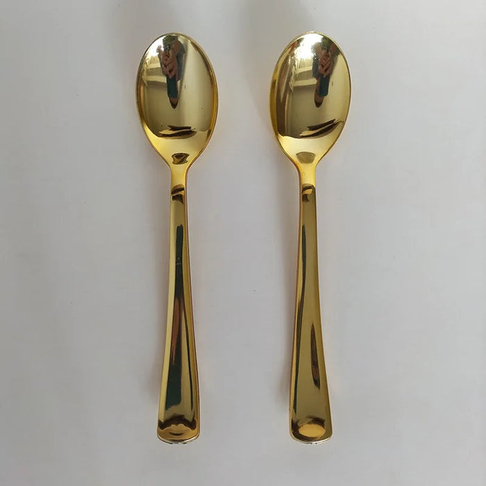 PS plastic UV electroplated gold disposable knife, fork and spoon