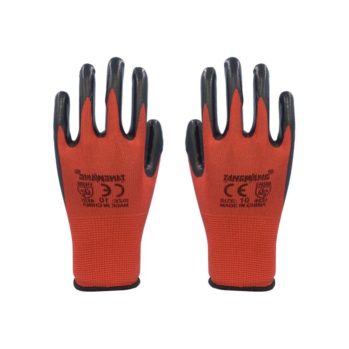 Nitrile-coated heavy-duty rubber garden gloves for construction and DIY projects