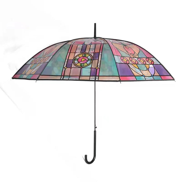 Long handle automatic umbrella rainbow