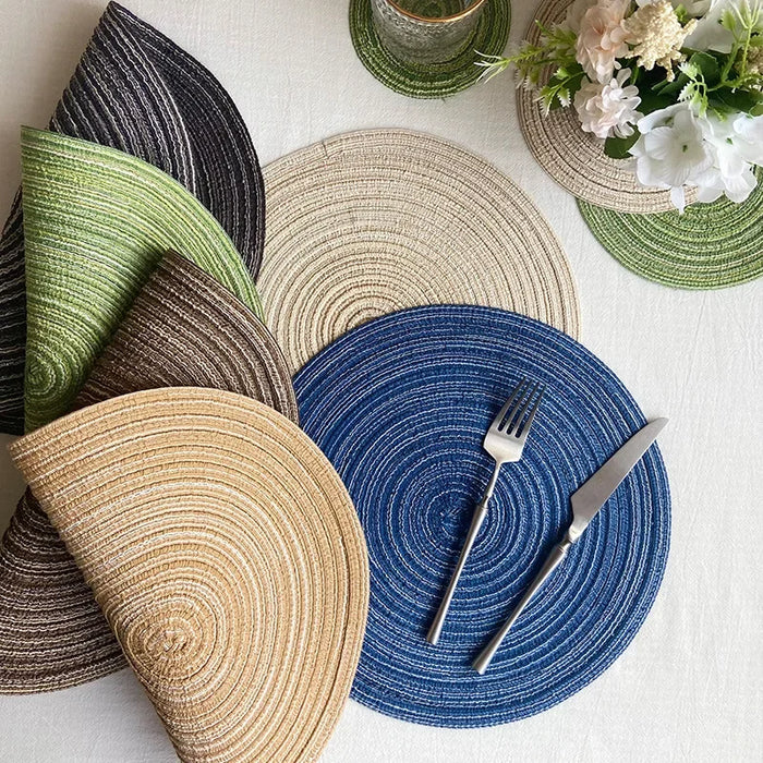 Natural & Durable Cotton Placemats and Coasters Set - Eco-Friendly and Heat Resistant - Ideal for Kitchen and Dining Room