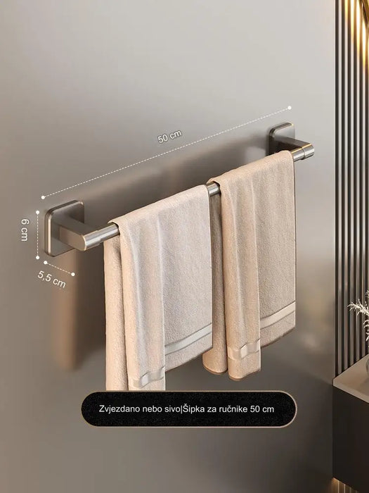 Aluminum towel bar non-punching rack