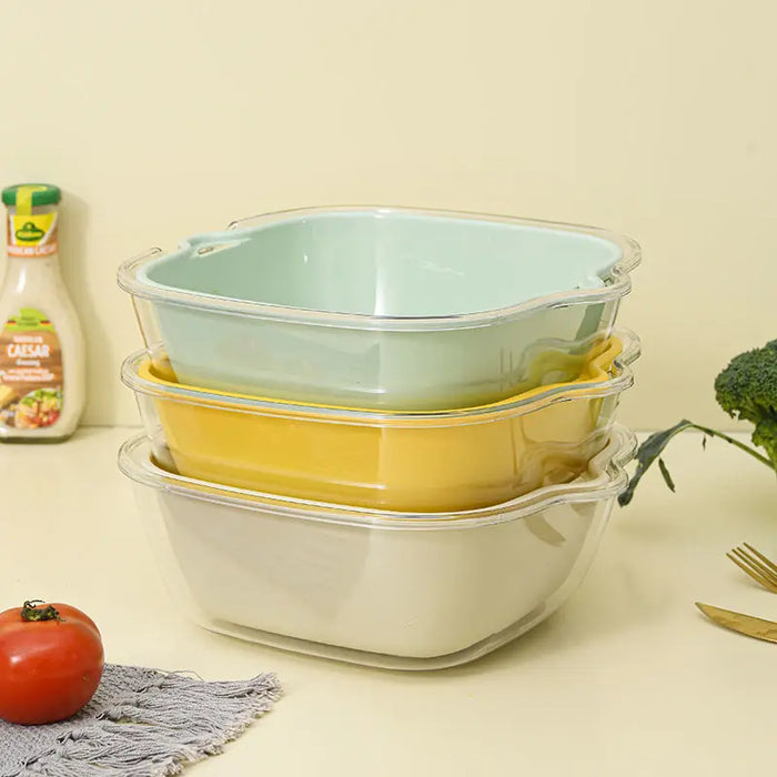 Double Transparent Vegetable and Fruit Drainage Basket