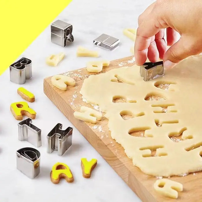 Bake Like a Pro with 36-Piece Letter Cookie Tools Set - DIY Finger Biscuit, Fruit Stamp and Clay Mold Kit