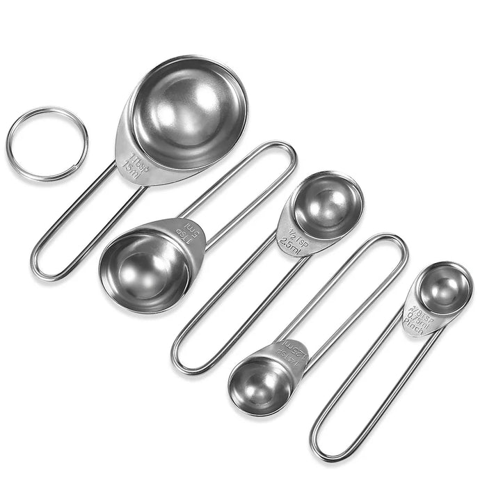 Scaled stainless steel measuring spoon set for DIY baking