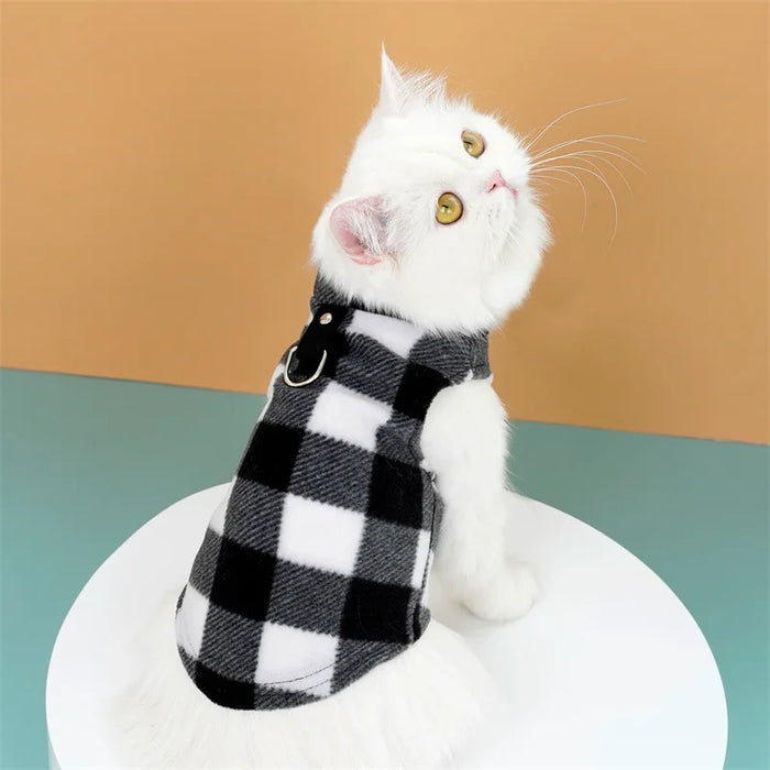 Warm and Cozy Dog Vest for Fall and Winter with Plaid Design