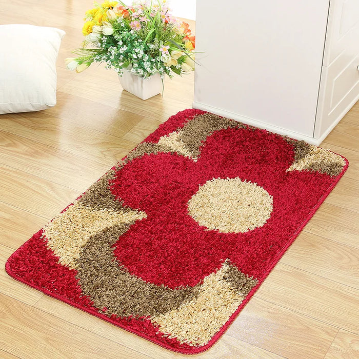 Soft absorbent bathroom rugs for non-slip showers and bath mats