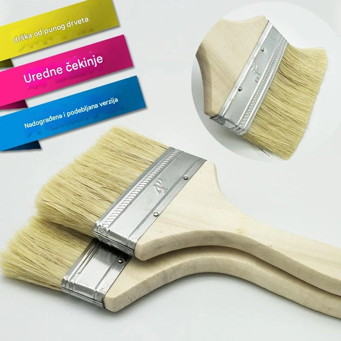 Professional paint brush set with wooden handle and bristles