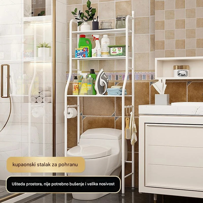 Multifunctional bathroom rack for laundry, toilet and sink