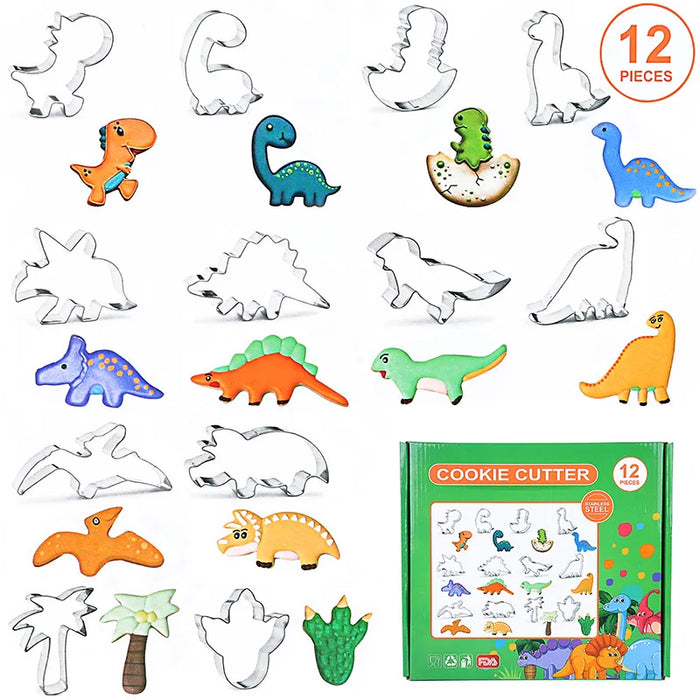 Creative Easter Cookie Mould Set Christmas Rabbit Dinosaur Theme Baking Tools 12-piece Set