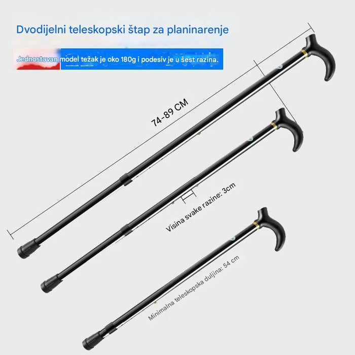 Outdoor Trekking Cane for Elderly with Aluminum Alloy Material