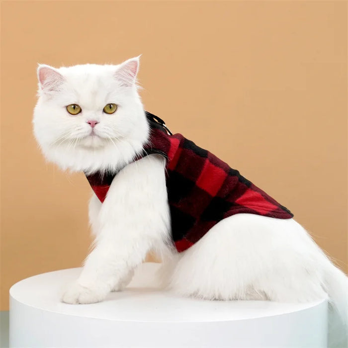 Warm and Cozy Dog Vest for Fall and Winter with Plaid Design