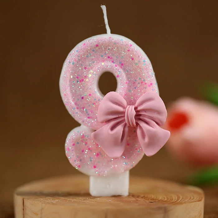 Digital candle pink bow girl birthday