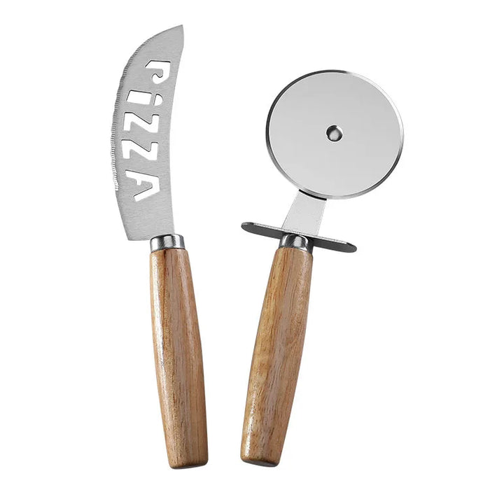 Household Rubber Wooden Handle Pizza Knife