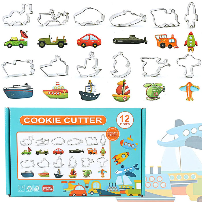 Creative Easter Cookie Mould Set Christmas Rabbit Dinosaur Theme Baking Tools 12-piece Set