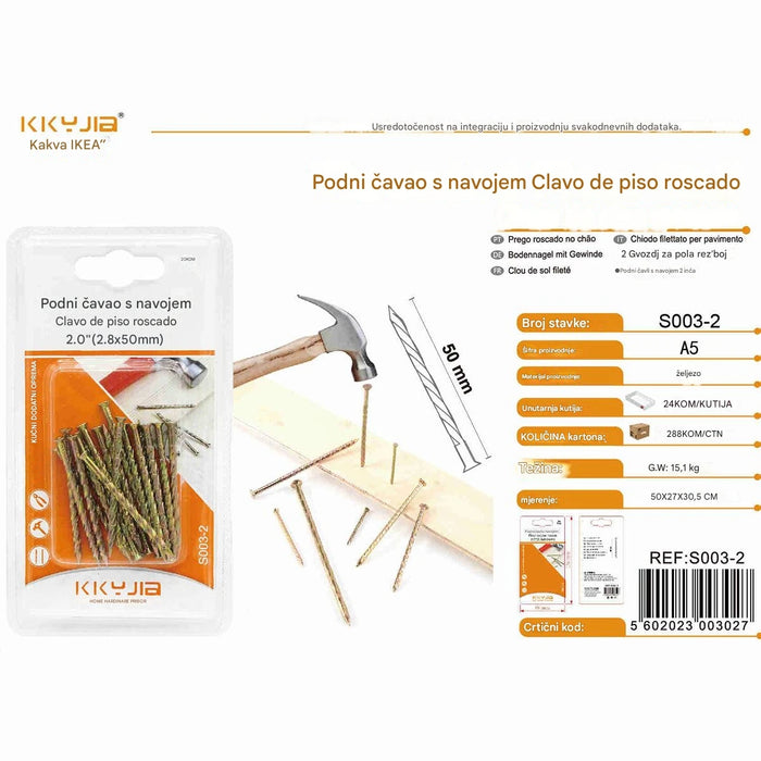 Durable threaded nails for wood floors - rust-resistant hardware