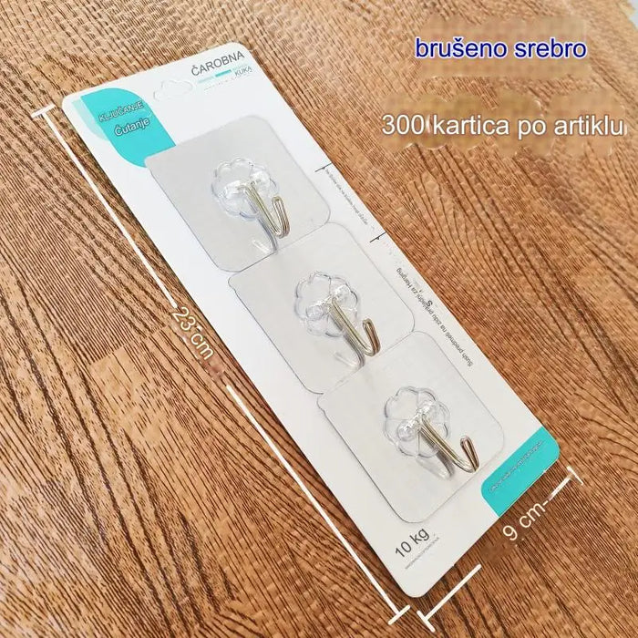 Adhesive hook transparent model, no punching, strong and seamless hook 3-piece set