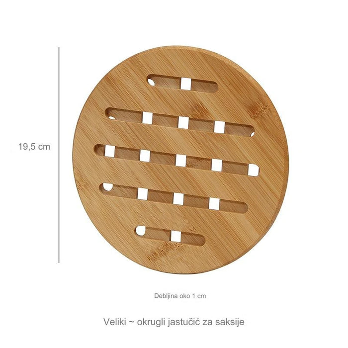 Portable Hollowed-out Bamboo Heat-insulating Mat for Dining Table/Home Use Thickened Round Cup Mat