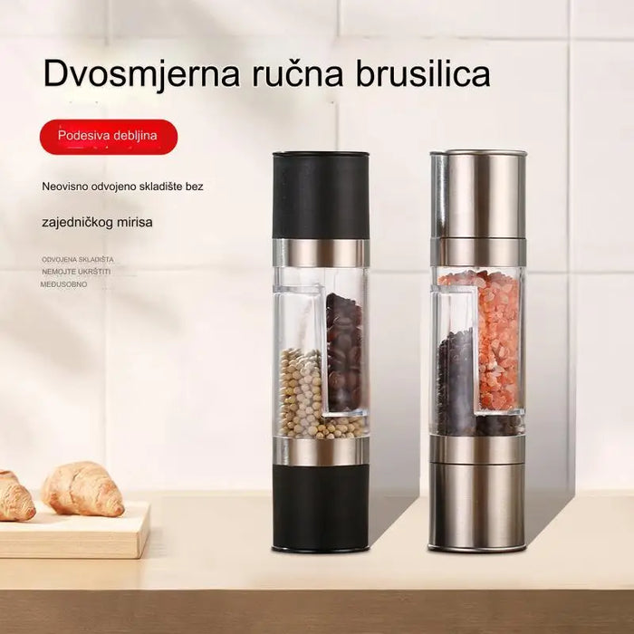 Double manual pepper and salt grinder