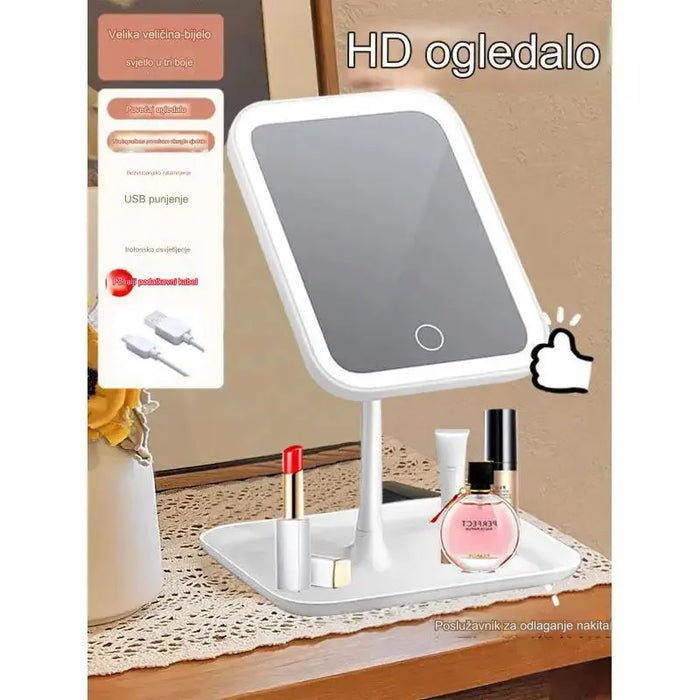 Smart LED Makeup Mirror for Girls with Dimmable Light, 360 Degree Rotation and Touch Screen Control