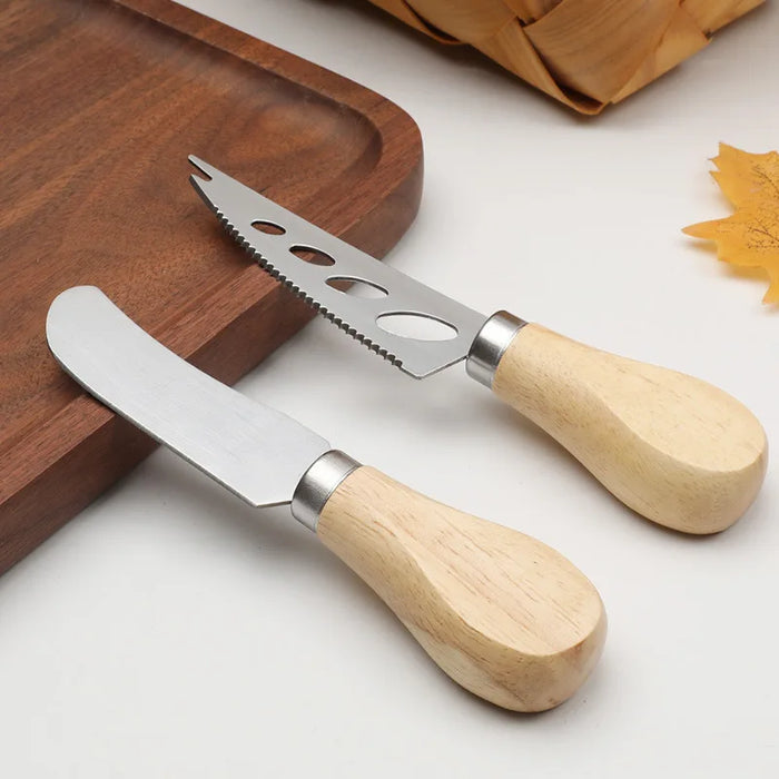 Stainless Steel Cheese Knife Set with Wooden Handle