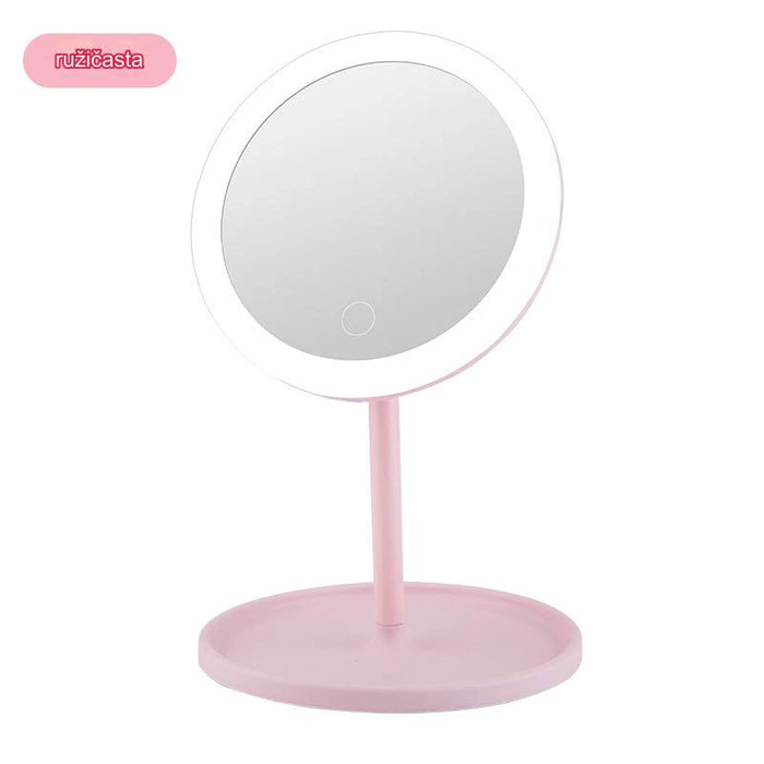 Convenient and Bright Desktop Makeup Mirror for Students with LED Lights