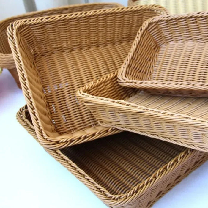 Handmade Rectangular Figurine Basket for Food, Fruits, and Snacks