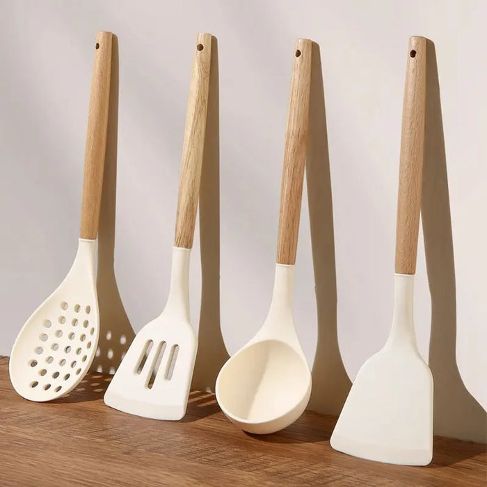 Solid wood handle silicone kitchenware food grade high temperature resistant spatula