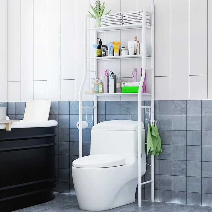 Multifunctional bathroom rack for laundry, toilet and sink