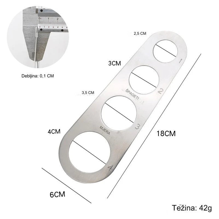 Innovative spaghetti sizes made of stainless steel