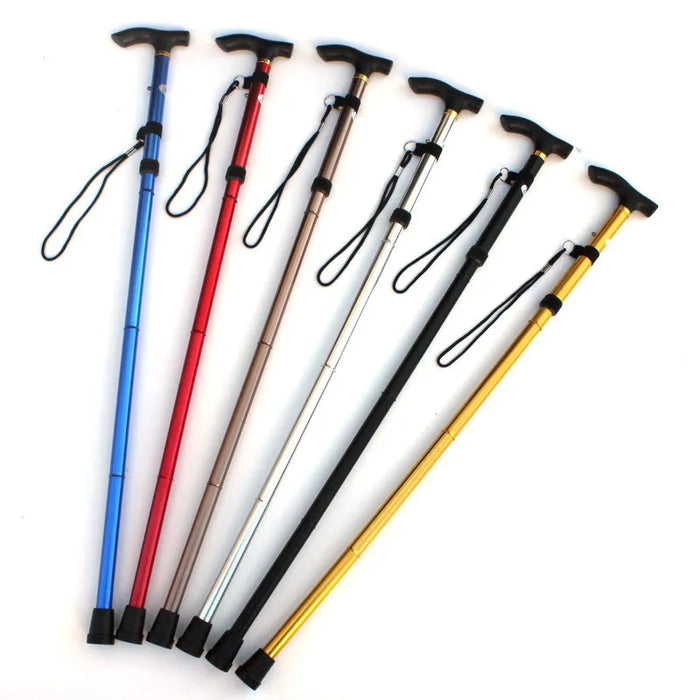 Aluminum alloy hiking cane that can be extended and folded, with adjustable 5-section senior cane