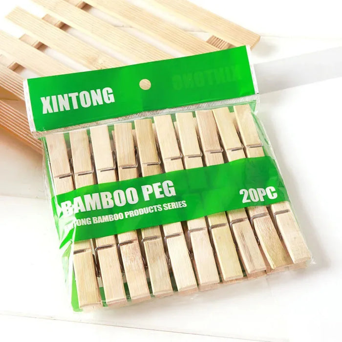 Premium Bamboo Clothes Clips - Strong, Durable and Eco-Friendly Laundry Clips