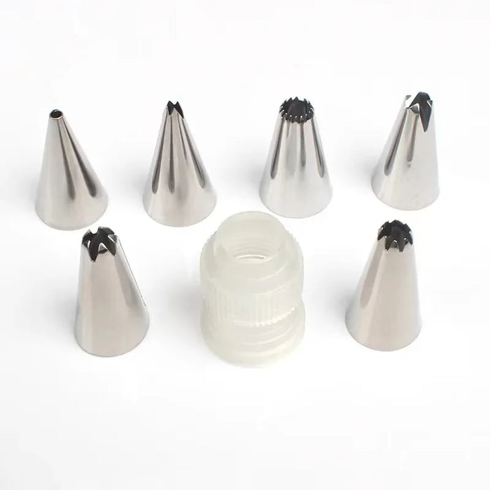 Stainless Steel Piping Nozzles with Card Adapter Set for Cake & Pastry Baking Tools