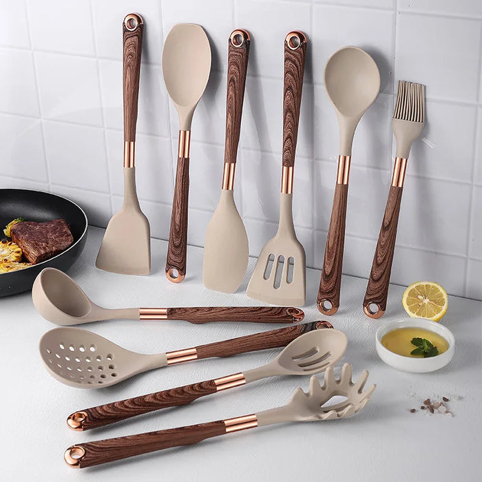 Fashion wood grain design silicone kitchenware