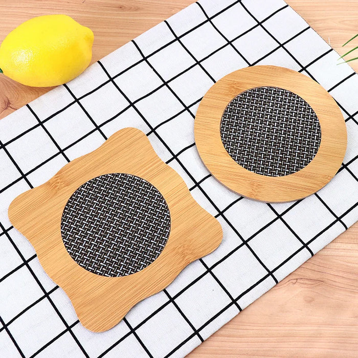 Eco-friendly Wooden Mats & Pads for Dining Table, Non-Slip Heat Insulation Placemats & Coasters Set