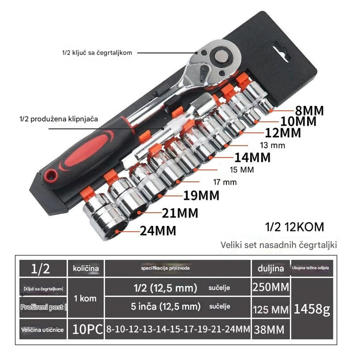 Ratchet Wrench Sleeve Set, Multifunctional Tool Kit for Automotive and Mechanical Repair