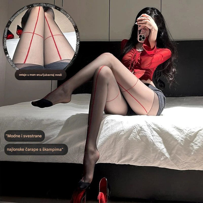 Ultra Thin Red Transparent Stockings with Shrimp Patterns, Suitable for Sexy and Elegant Women