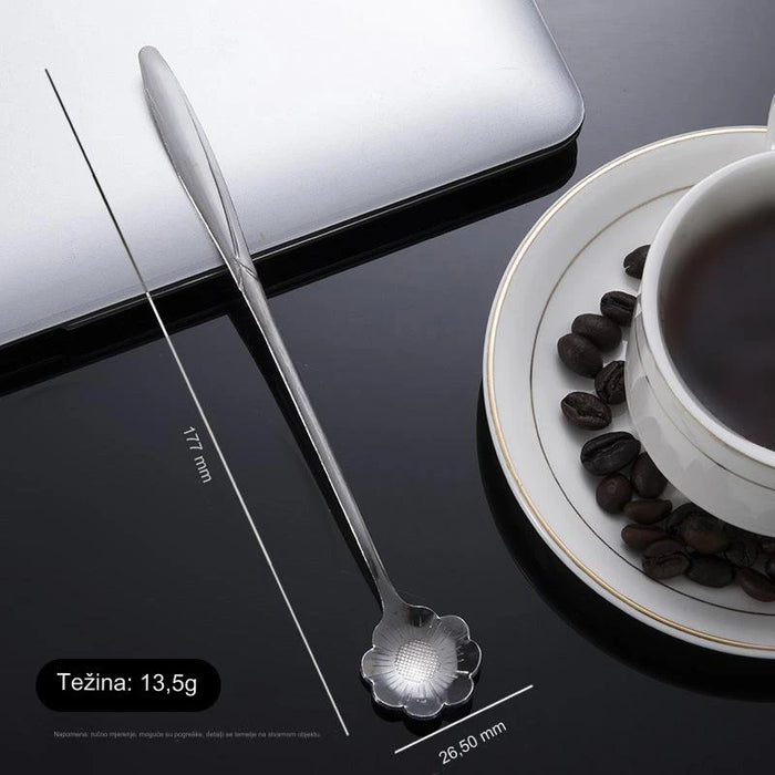 Elegant stainless steel cherry blossom spoon for desserts, coffee, and more