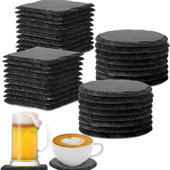 Natural rock coaster round slate coaster