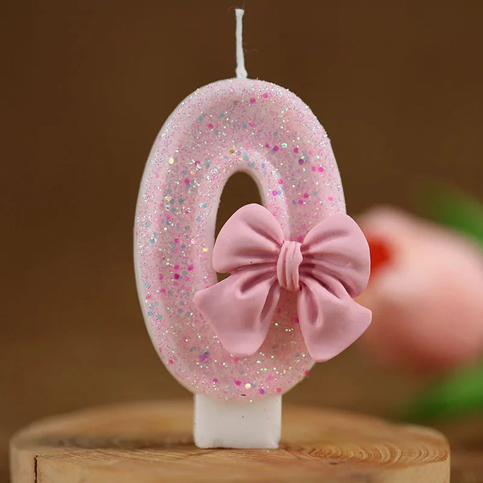 Digital candle pink bow girl birthday