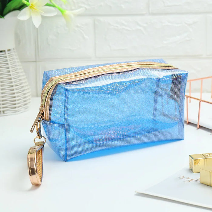 Fashionable Transparent PVC Makeup Bag, Laser Shooter Carrying Wash Bag, Travel Storage Bag