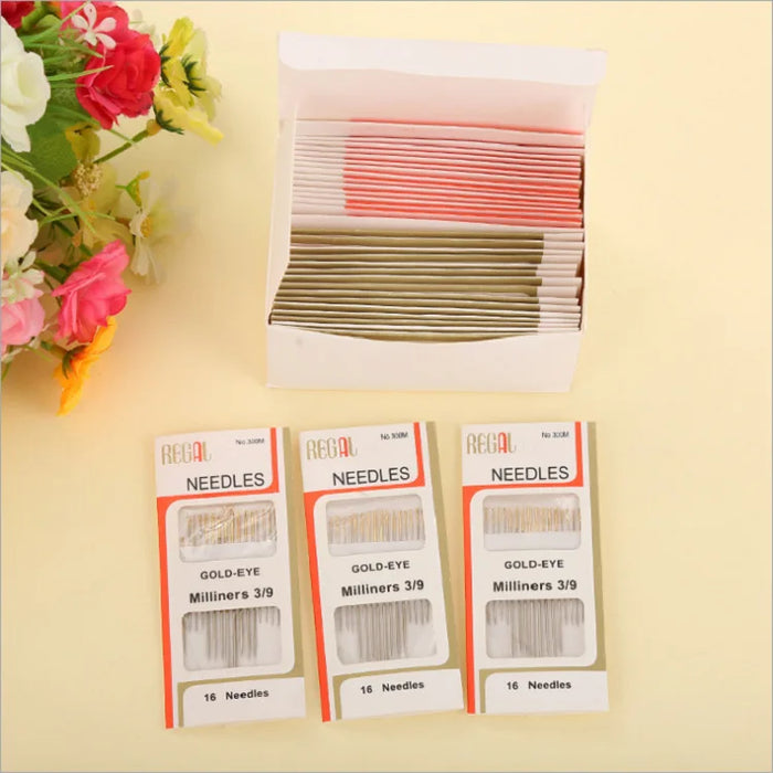 Premium Sewing Needles- Embroidery, Large Eye and Hand Sewing Needles with Gold Tail