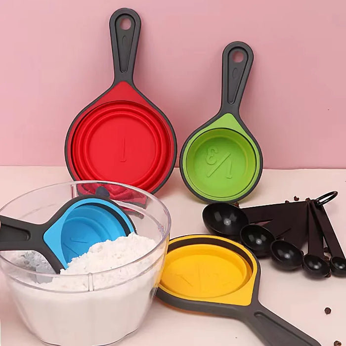 4-Piece silicone folding measuring cup telescopic measuring cup set